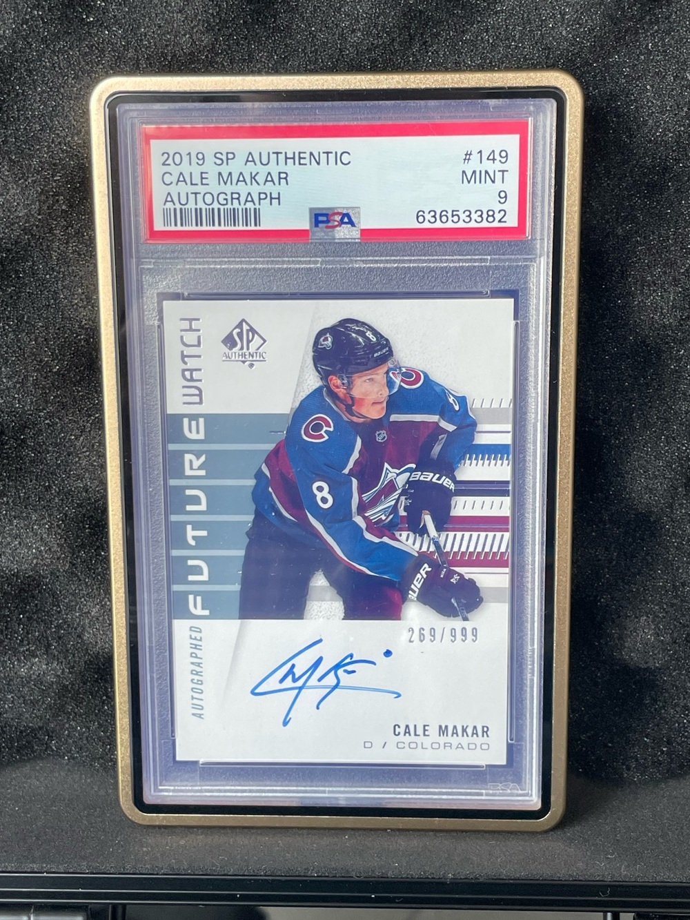 2019 SP Authentic Cale Makar Future Watch Auto Rookie Hockey Card PSA 9